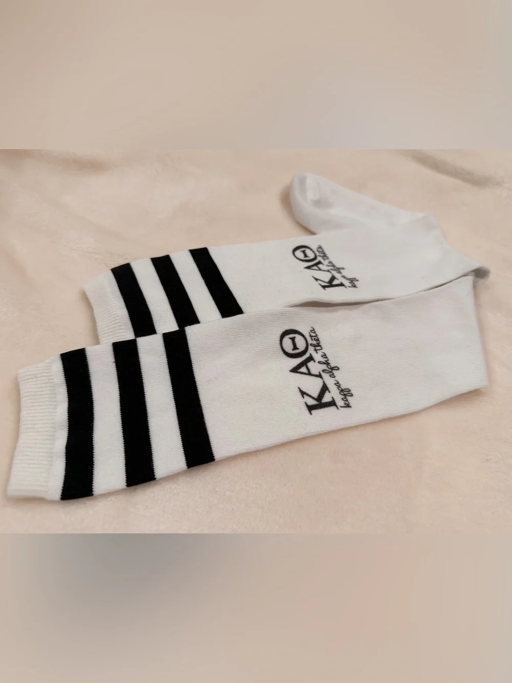 Kappa Alpha Theta White & Black Striped Crew Socks